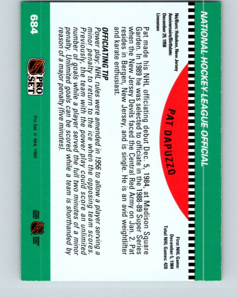 1990-91 Pro Set #684 Pat Dapuzzo Mint