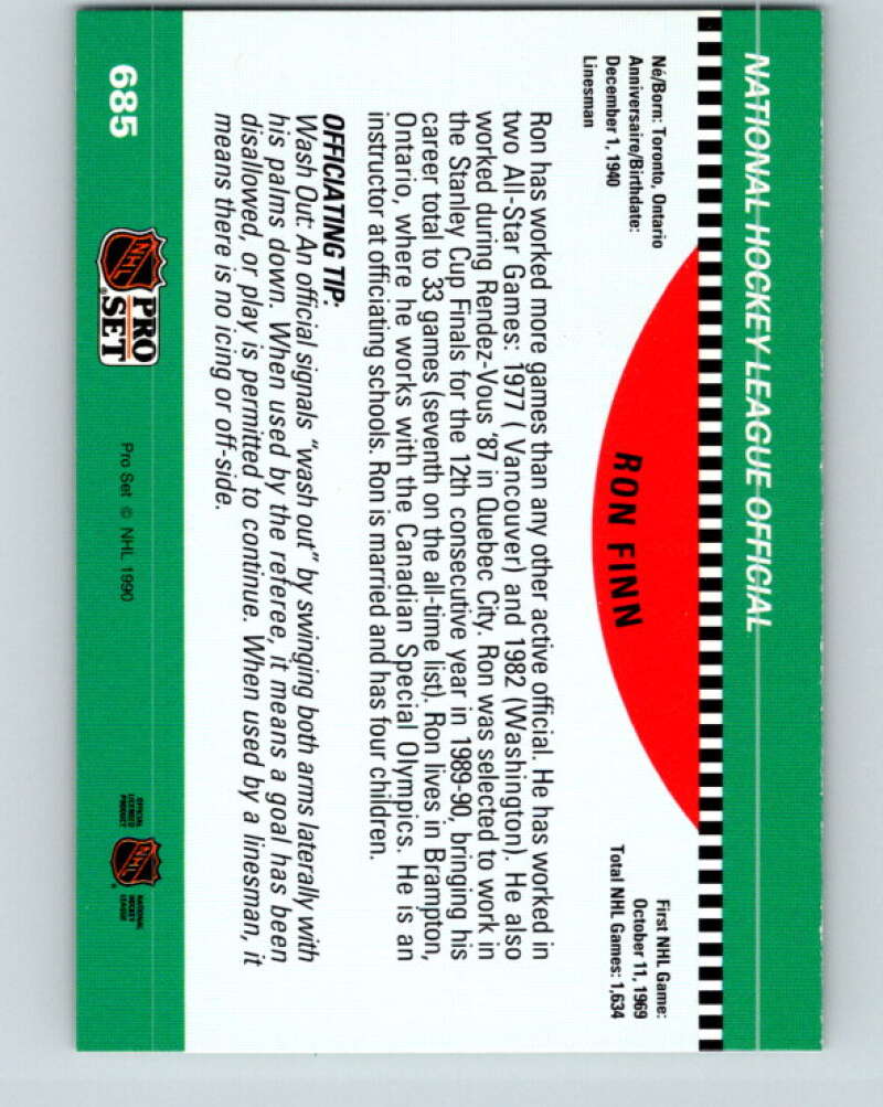 1990-91 Pro Set #685 Ron Finn Mint