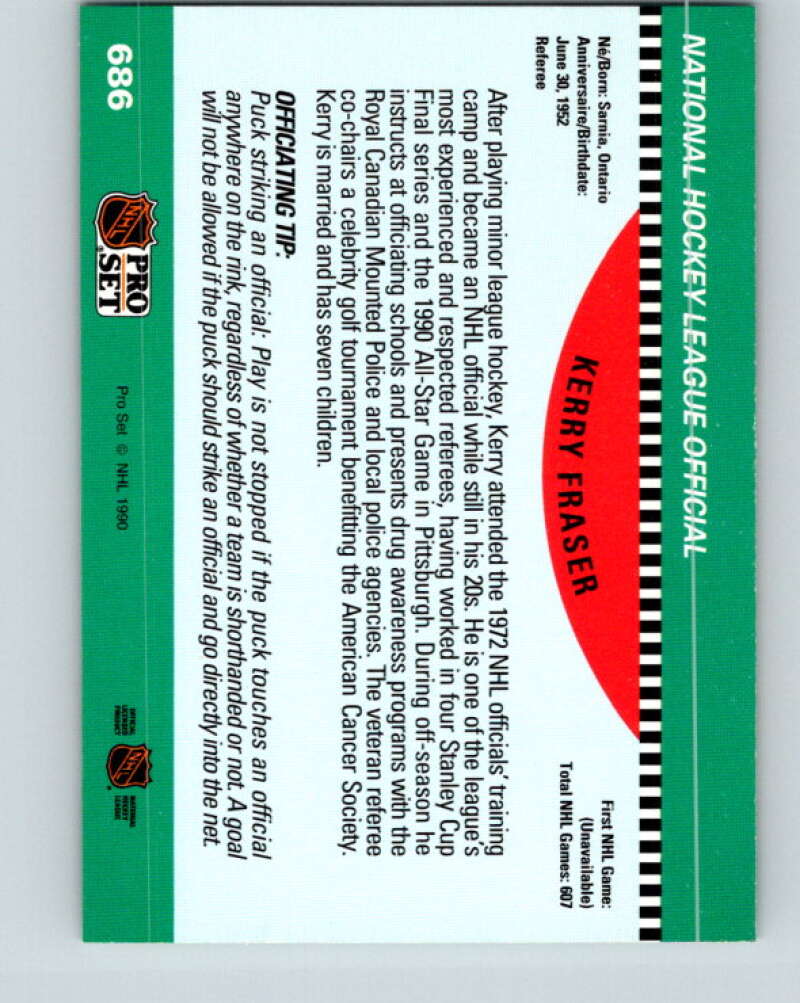 1990-91 Pro Set #686 Kerry Fraser Mint