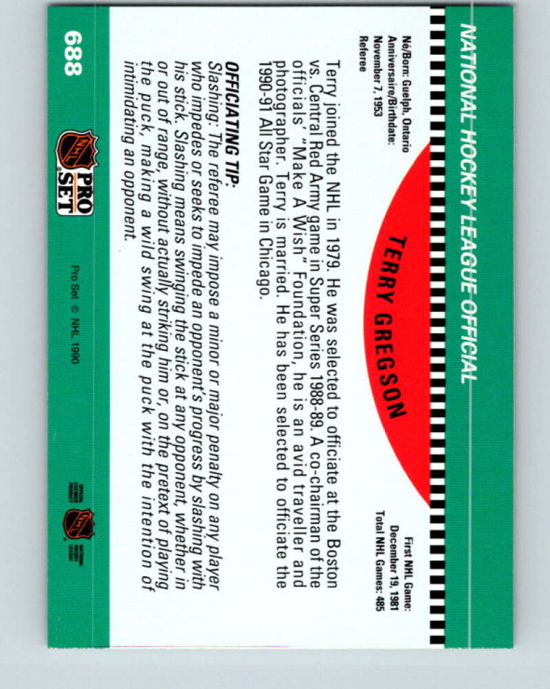 1990-91 Pro Set #688 Terry Gregson Mint