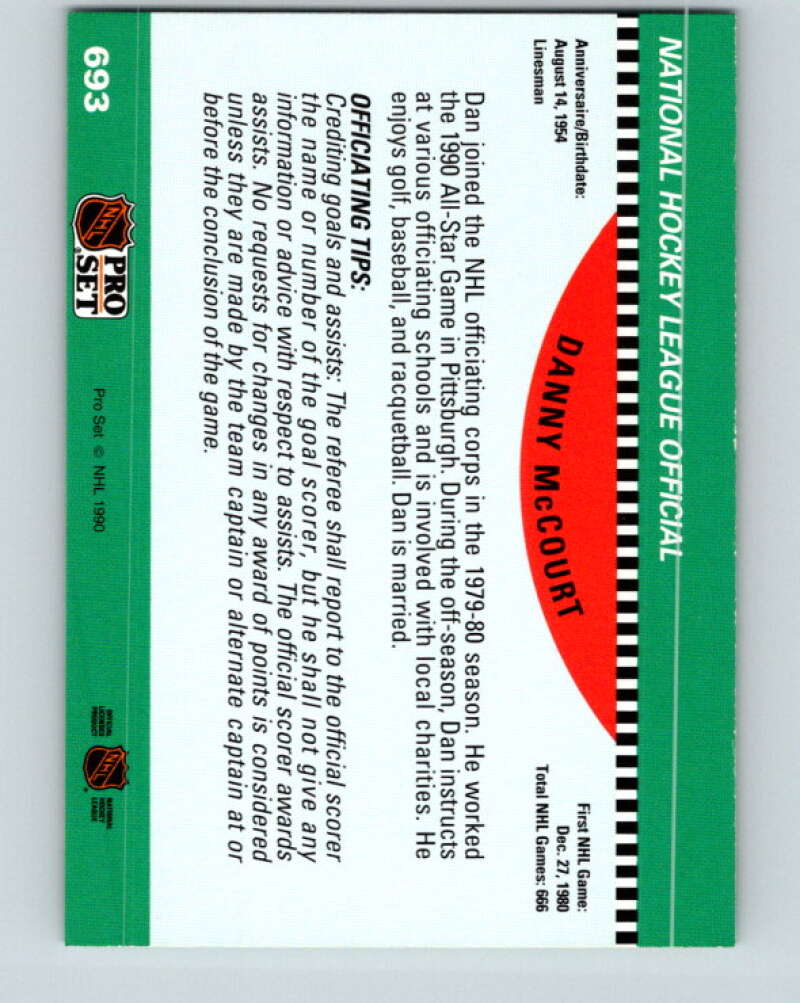 1990-91 Pro Set #693 Danny McCourt Mint