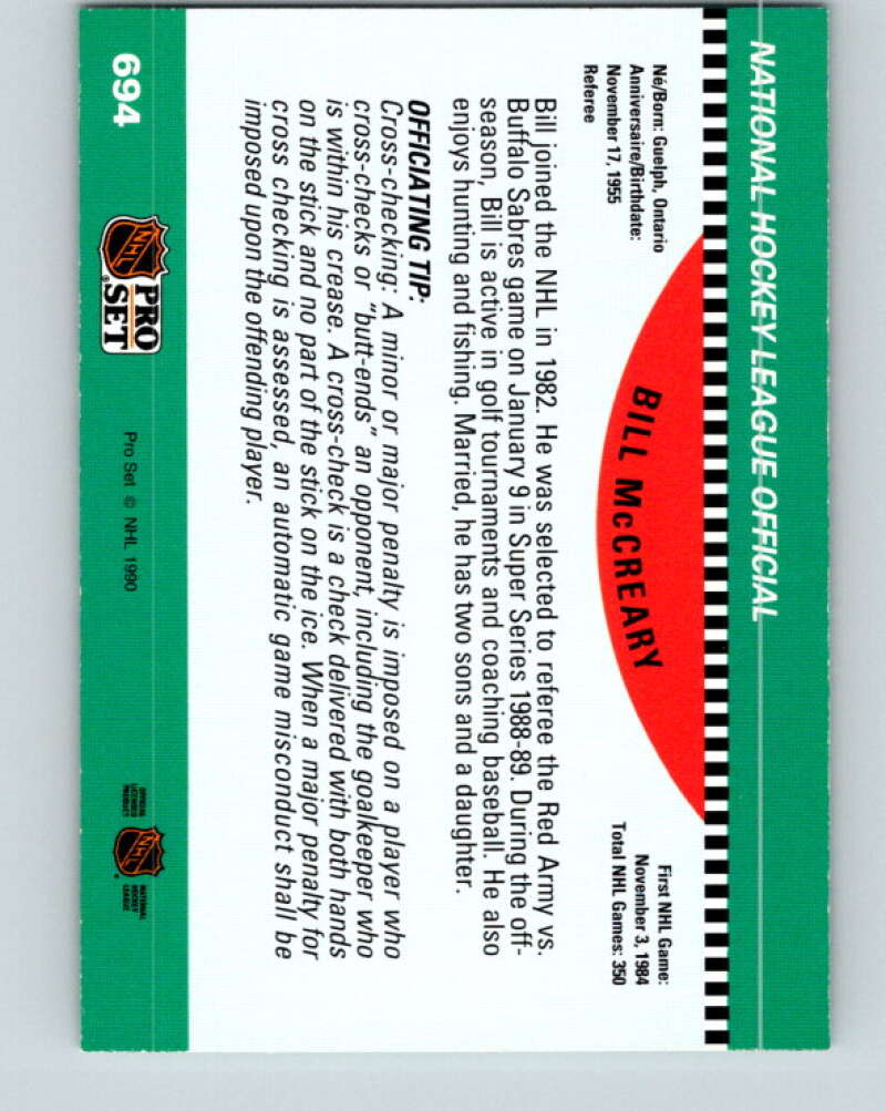 1990-91 Pro Set #694 Bill McCreary Mint