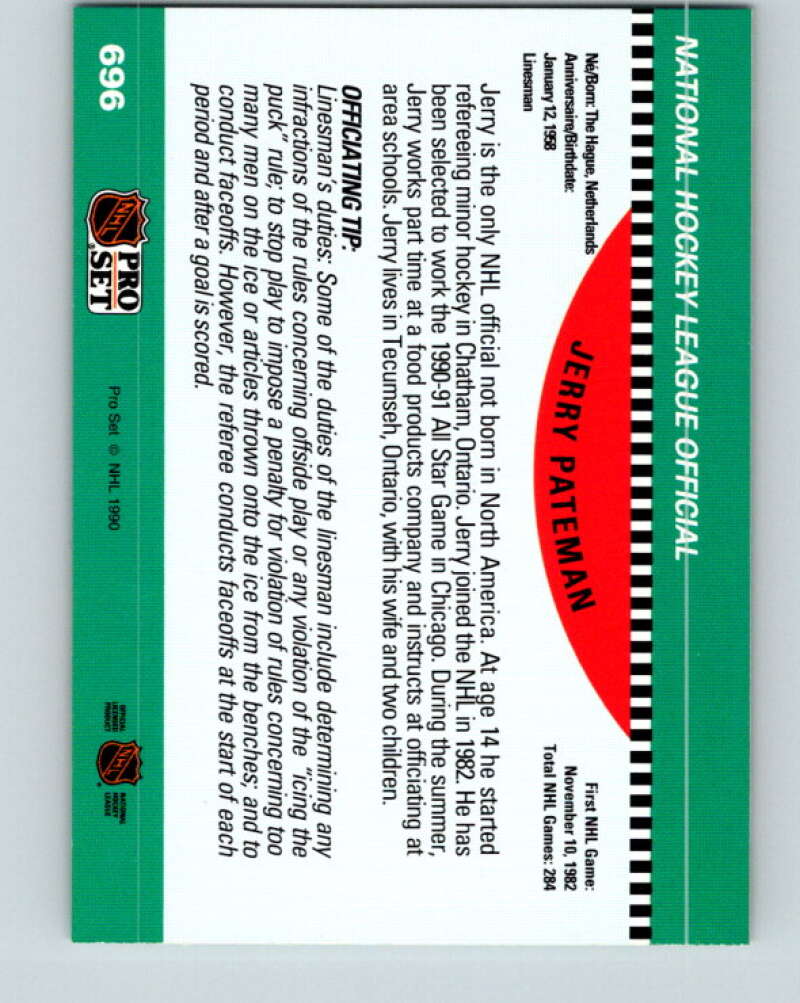 1990-91 Pro Set #696 Jerry Pateman Mint