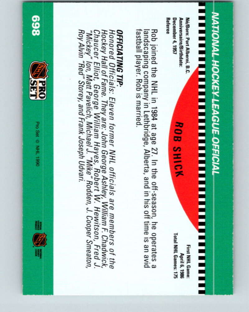 1990-91 Pro Set #698 Rob Shick Mint