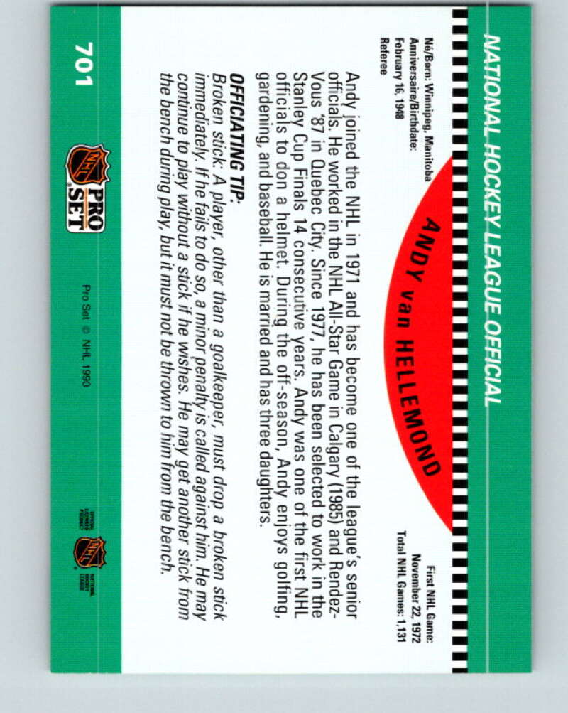 1990-91 Pro Set #701 Andy van Hellemond Mint