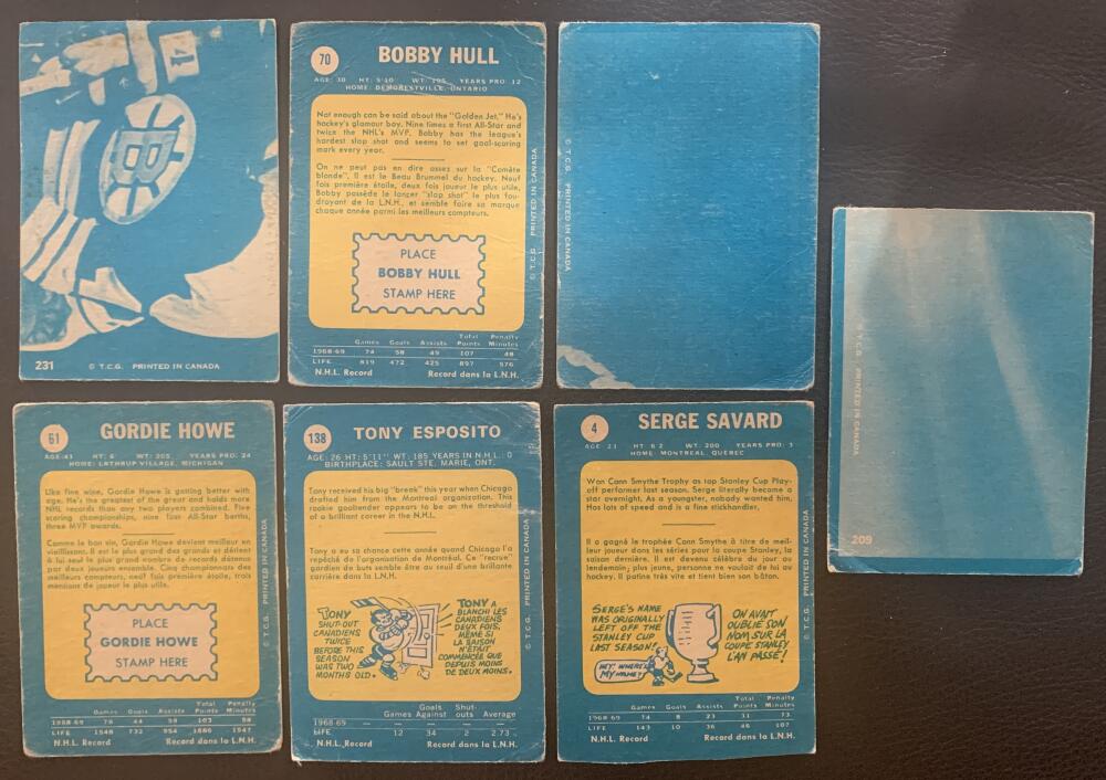 1969-70 O-Pee-Chee NHL Hockey Complete Set 1-233 Orr, Howe *0165
