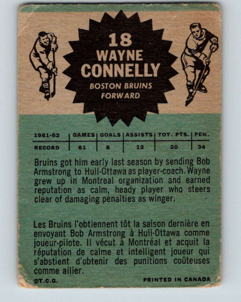 1962-63 Topps #18 Wayne Connelly Boston Bruins V54