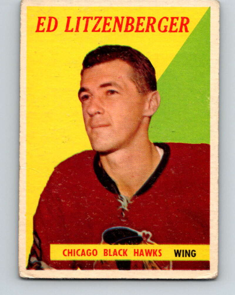 1958-59 Topps #16 Ed Litzenberger Chicago Blackhawks V139