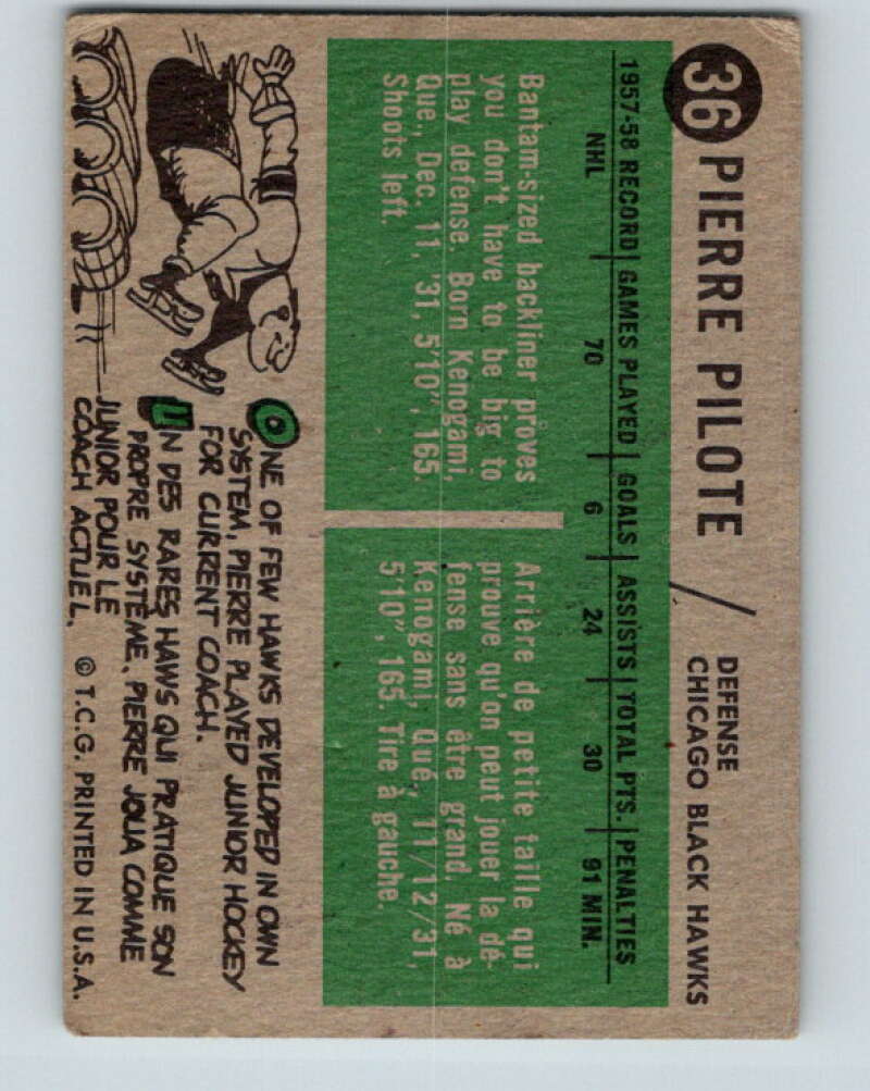 1958-59 Topps #36 Pierre Pilote Chicago Blackhawks V150