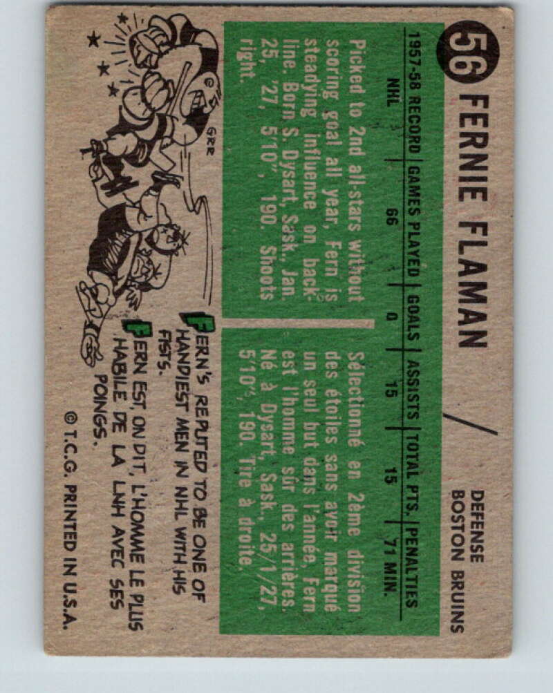 1958-59 Topps #56 Fern Flaman Boston Bruins V162