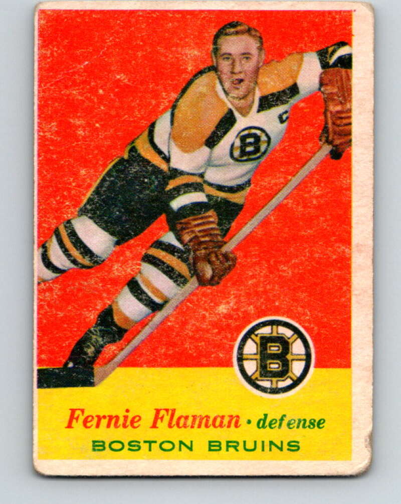 1957-58 Topps #4 Fern Flaman See Scan Boston Bruins V200
