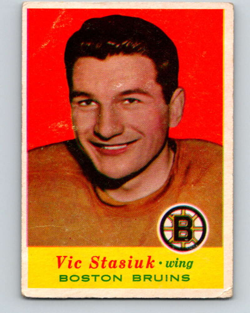 1957-58 Topps #11 Vic Stasiuk See Scan Boston Bruins V173