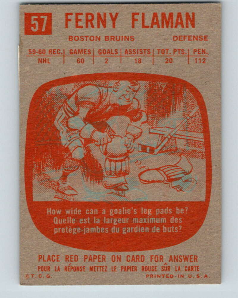 1960-61 Topps #57 Fern Flaman Boston Bruins V230