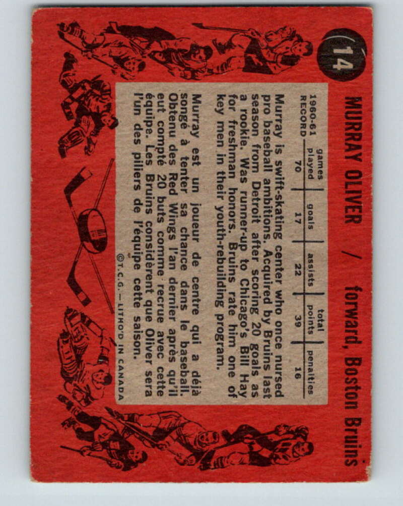 1961-62 Topps #14 Murray Oliver Boston Bruins V254