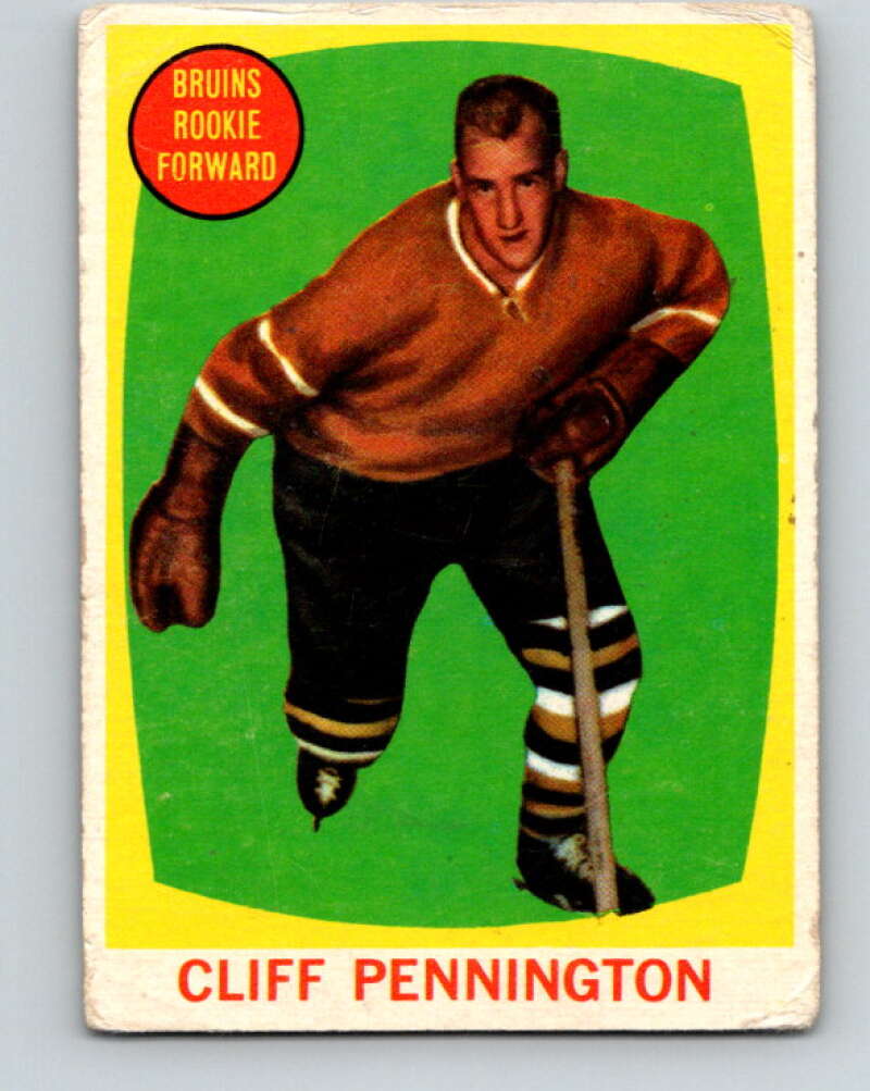 1961-62 Topps #19 Cliff Pennington RC Rookie Boston Bruins V258