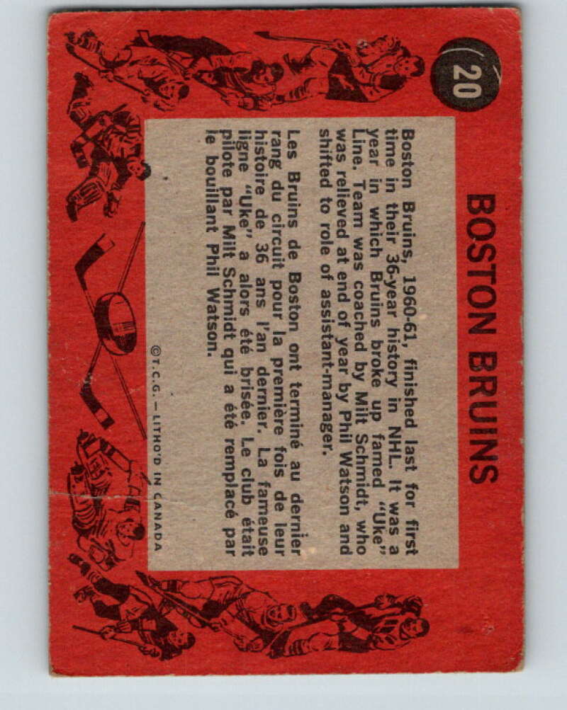 1961-62 Topps #20 Boston Bruins Boston Bruins V260