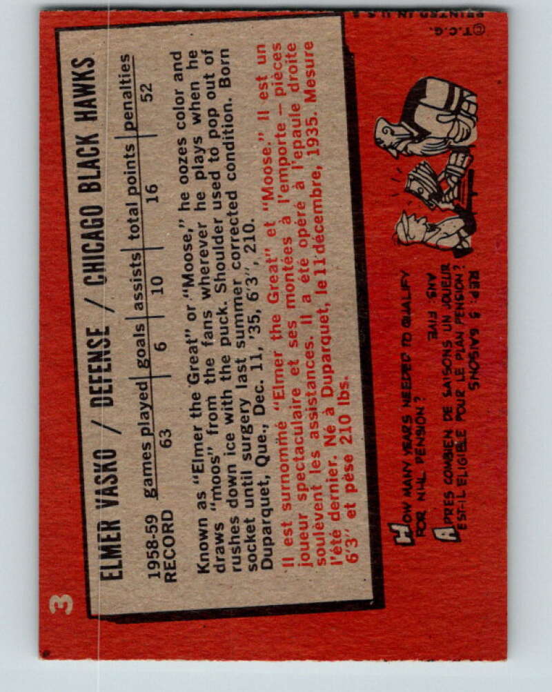 1959-60 Topps #3 Elmer Vasko V341