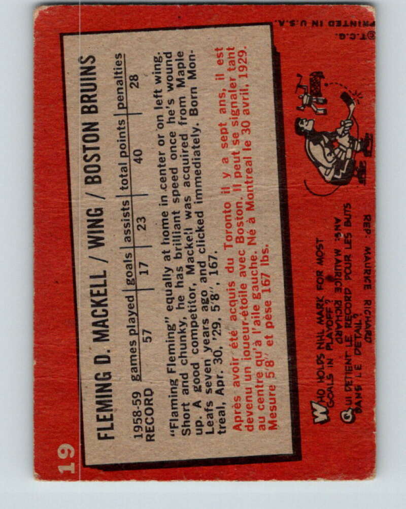 1959-60 Topps #19 Fleming Mackell V347