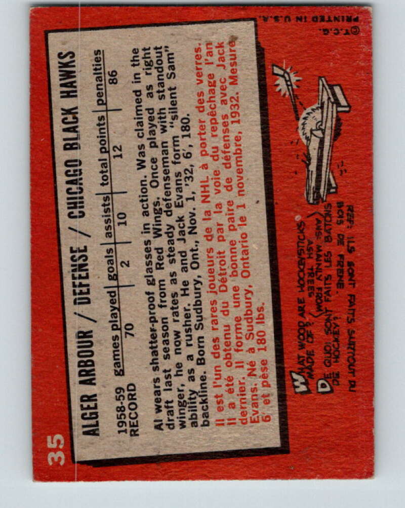 1959-60 Topps #35 Al Arbour V354