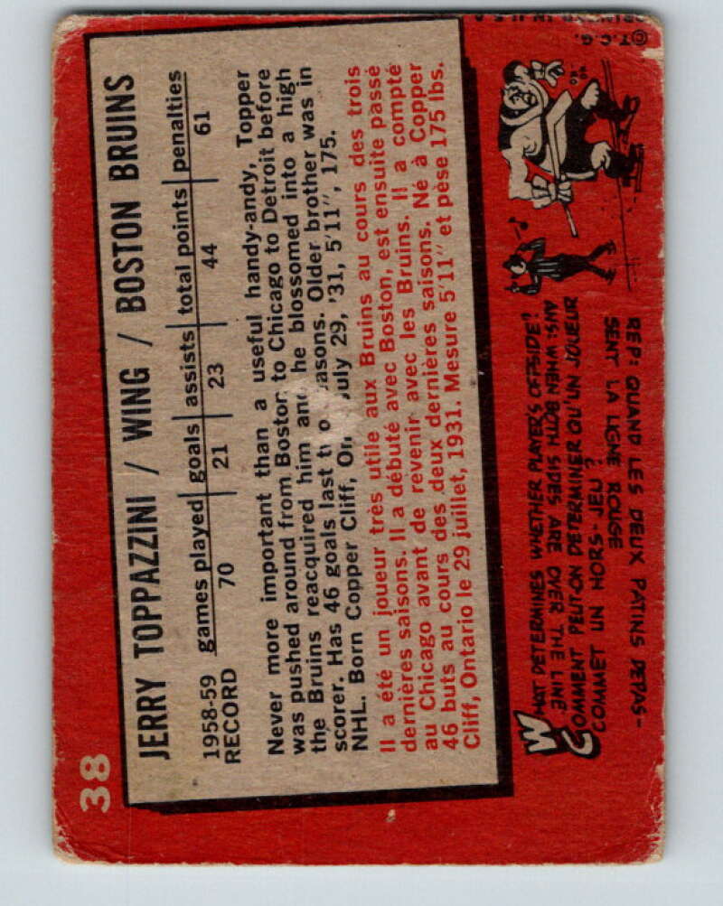 1959-60 Topps #38 Jerry Toppazzini V357
