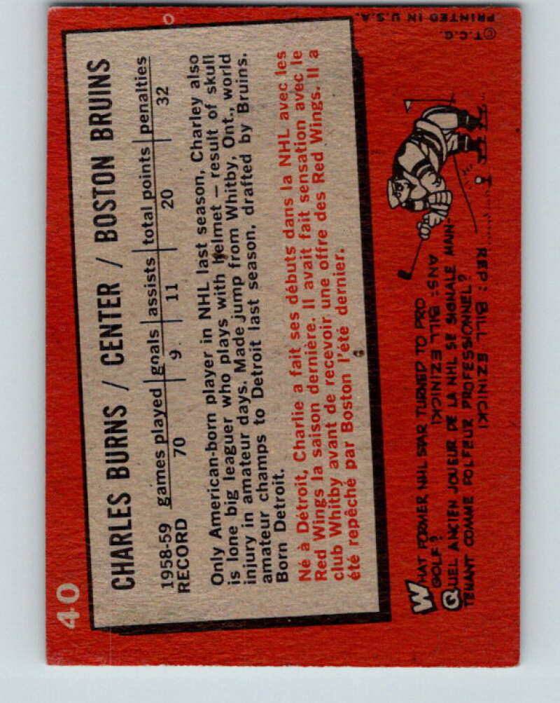 1959-60 Topps #40 Charlie Burns UER V359
