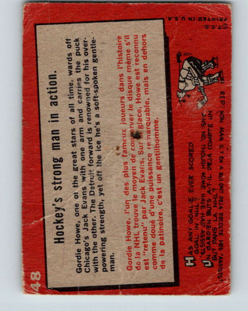 1959-60 Topps #48 Jack Evans Detroit Red Wings V362