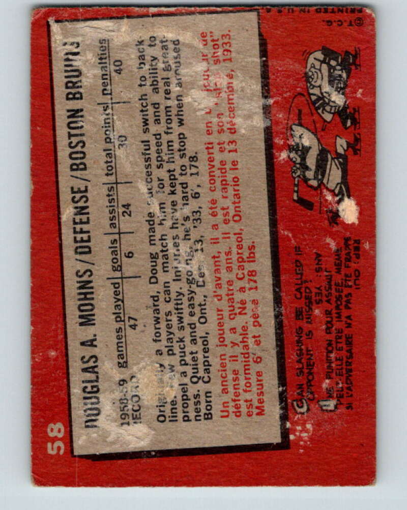 1959-60 Topps #58 Doug Mohns V369