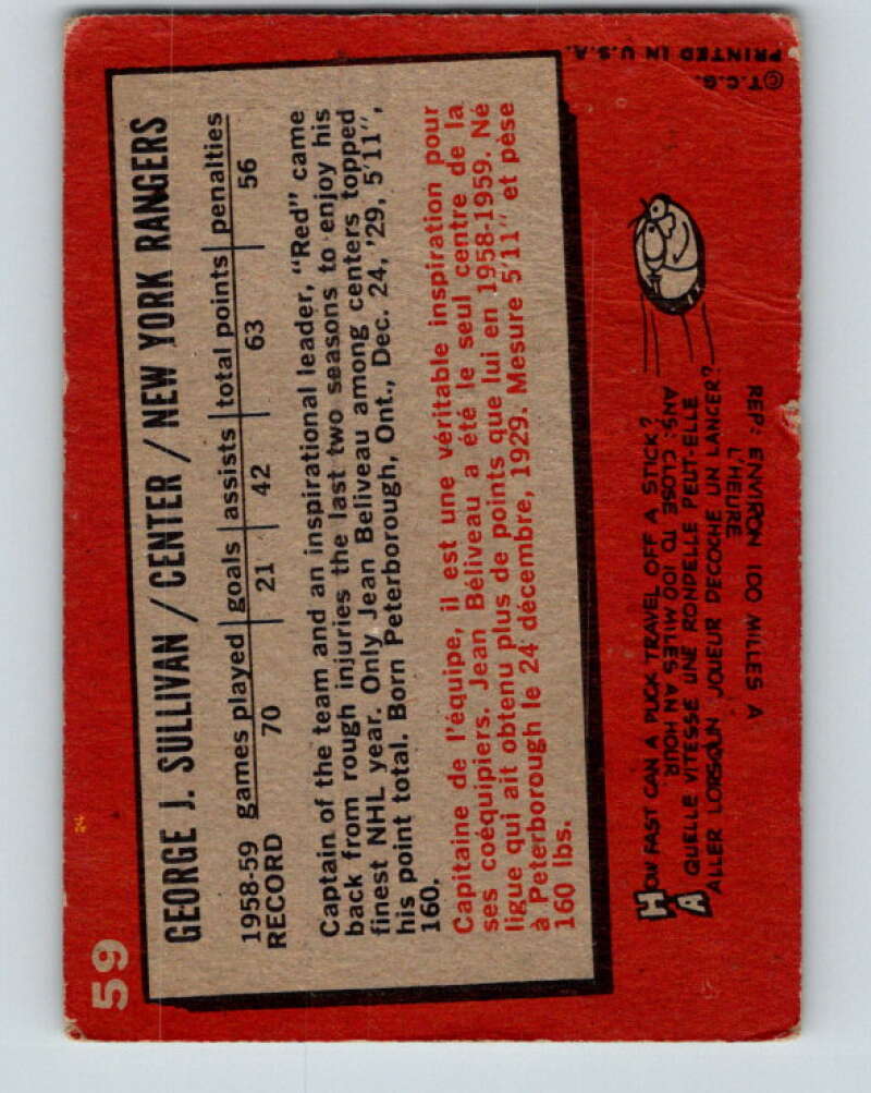 1959-60 Topps #59 Red Sullivan V370