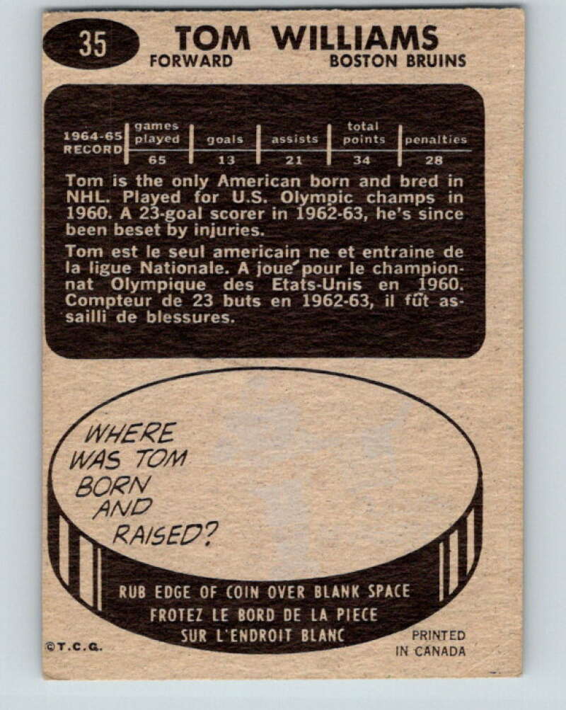 1965-66 Topps #35 Tom Williams Buffalo Sabres V504