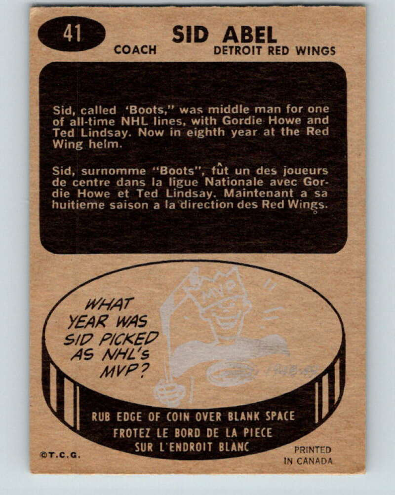 1965-66 Topps #41 Sid Abel CO Detroit Red Wings V511