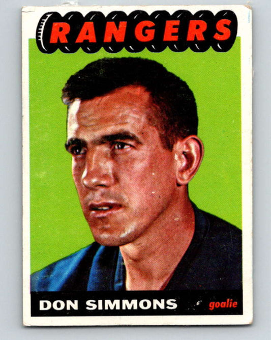 1965-66 Topps #88 Don Simmons  New York Rangers  V566