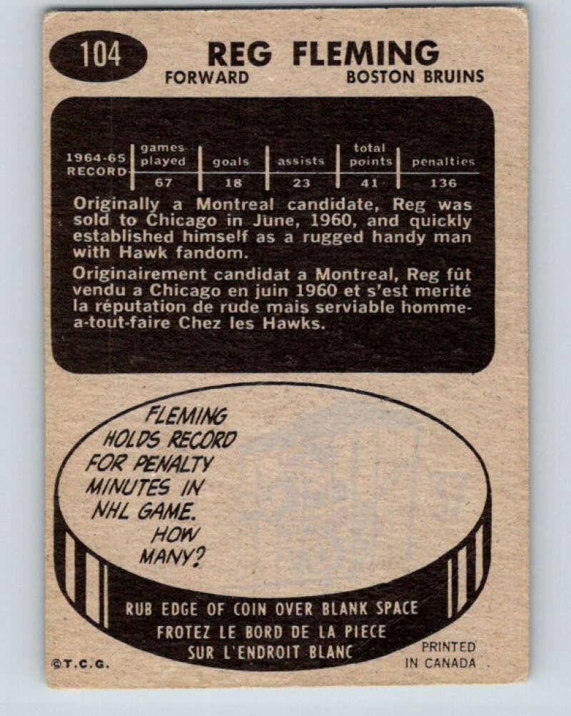 1965-66 Topps #104 Reg Fleming Boston Bruins V588