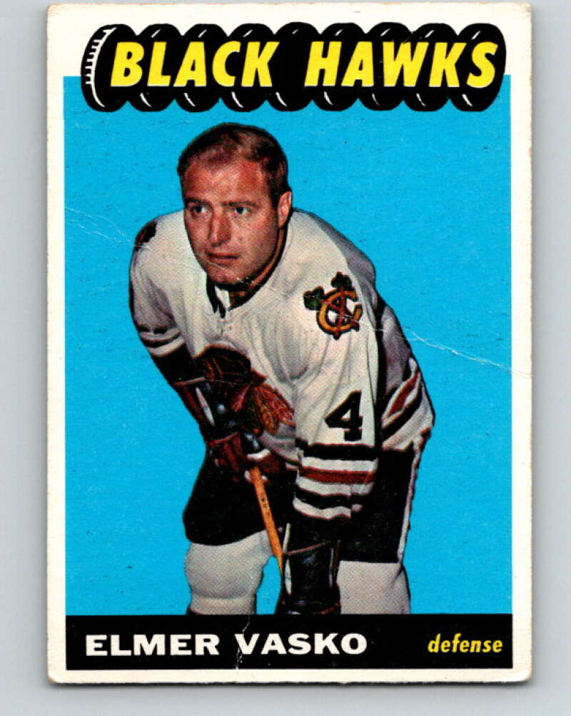 1965-66 Topps #114 Elmer Vasko Chicago Blackhawks V599