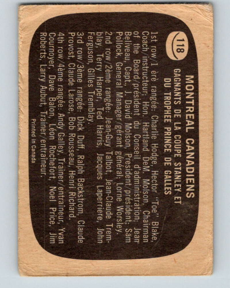 1966-67 Topps #118 Montreal Canadiens Team Montreal Canadiens V741