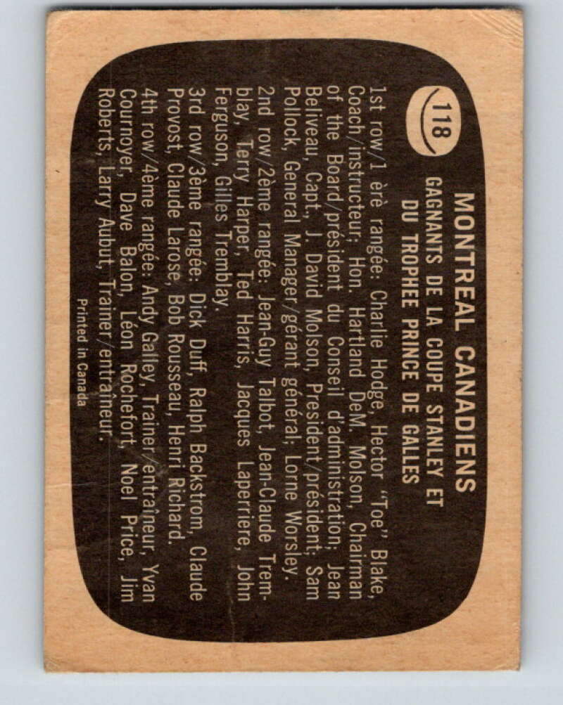 1966-67 Topps #118 Montreal Canadiens Team Montreal Canadiens V742