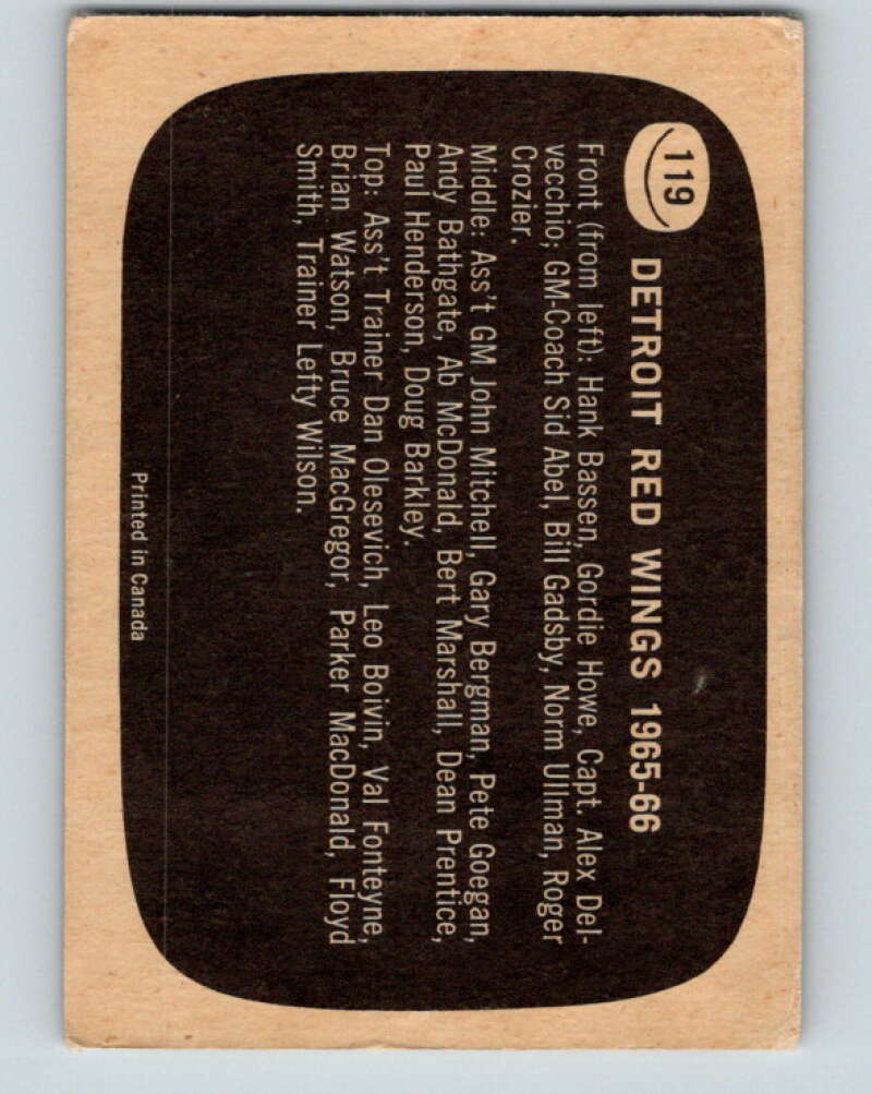1966-67 Topps #119 Detroit Red Wings Team Detroit Red Wings V743