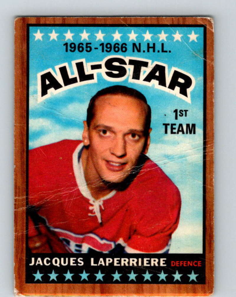 1966-67 Topps #122 Jacques Laperriere AS Montreal Canadiens V744