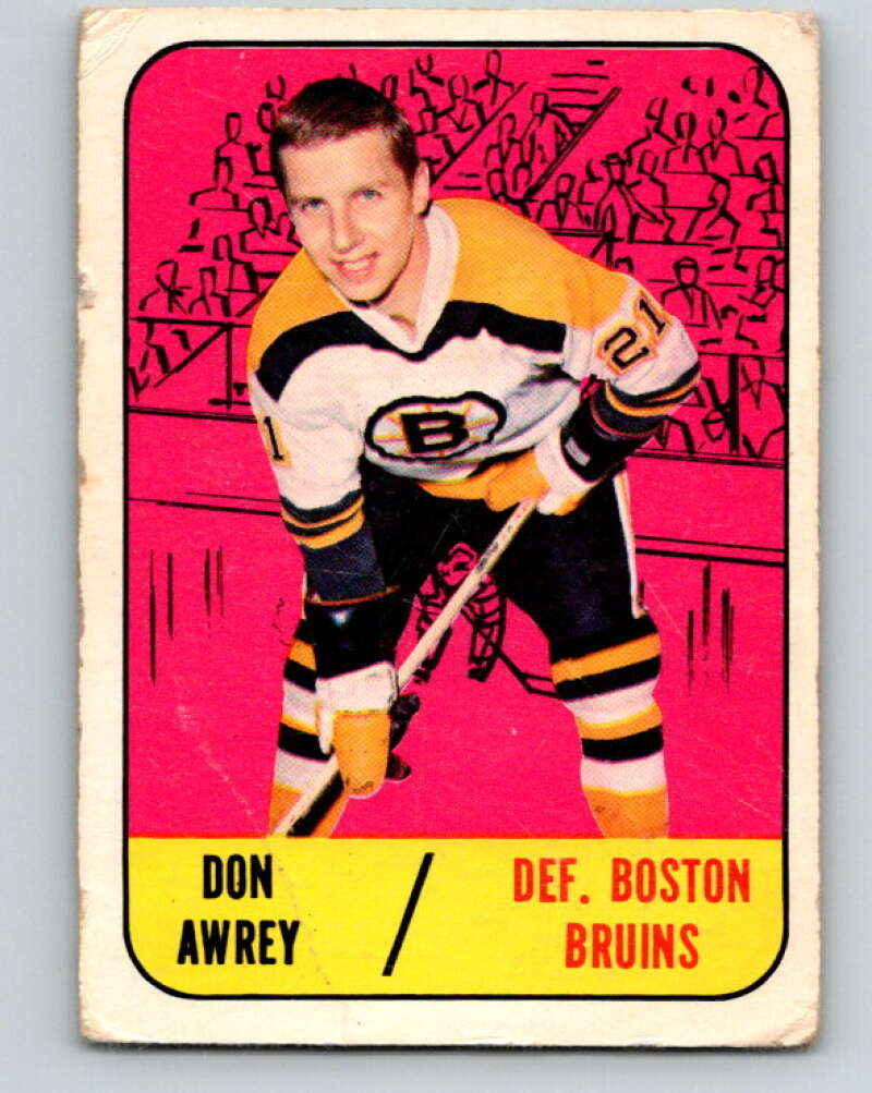1967-68 Topps #37 Don Awrey UER Boston Bruins V789