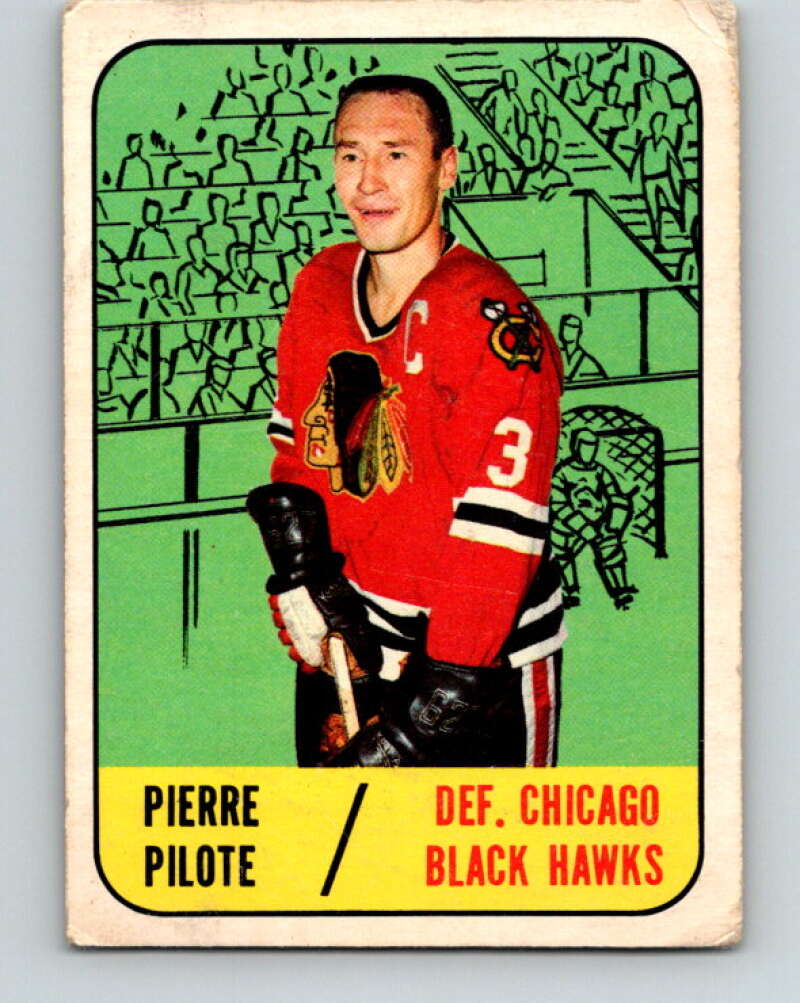 1967-68 Topps #62 Pierre Pilote Chicago Blackhawks V821
