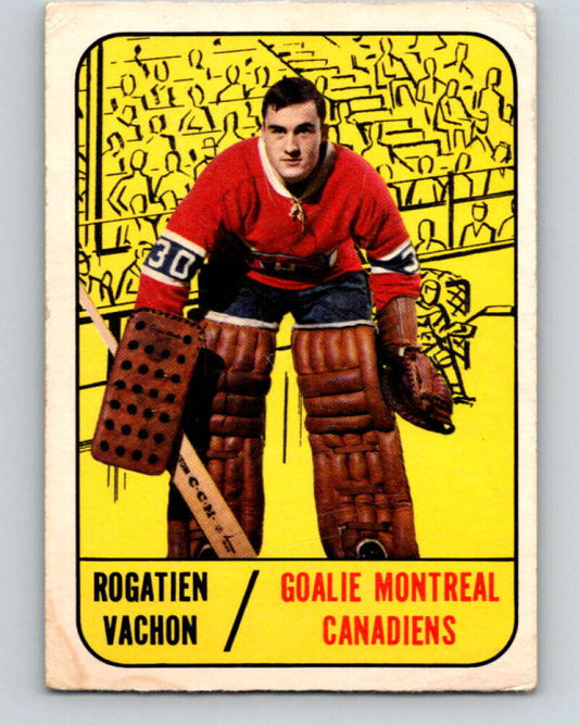 1967-68 Topps #75 Rogie Vachon  RC Rookie Montreal Canadiens  V837