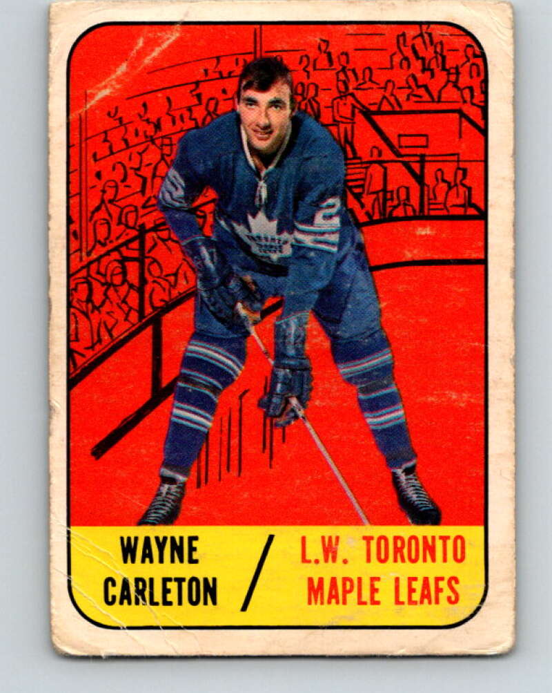 1967-68 Topps #77 Wayne Carleton RC Rookie Toronto Maple Leafs V839