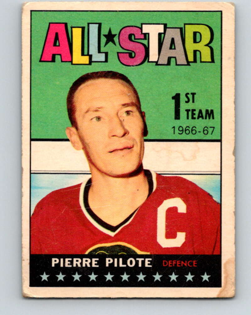 1967-68 Topps #122 Pierre Pilote AS Chicago Blackhawks V896