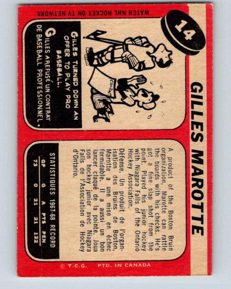 1968-69 O-Pee-Chee #14 Gilles Marotte Chicago Blackhawks V920