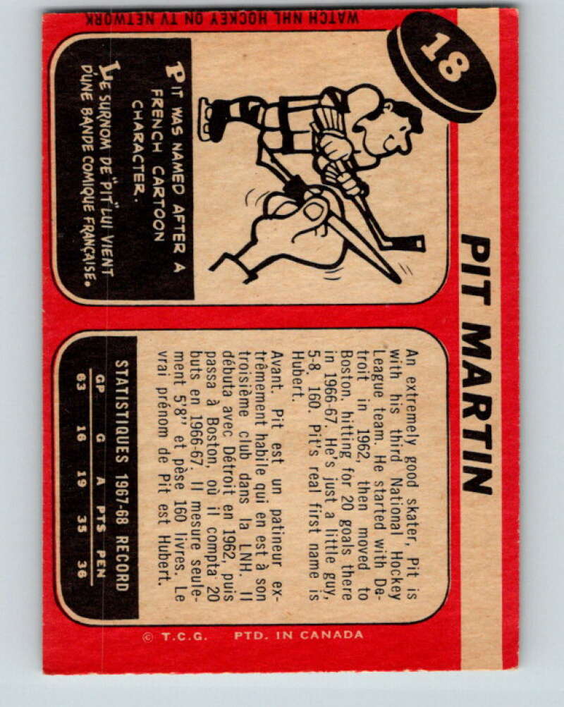 1968-69 O-Pee-Chee #18 Pit Martin Chicago Blackhawks V926