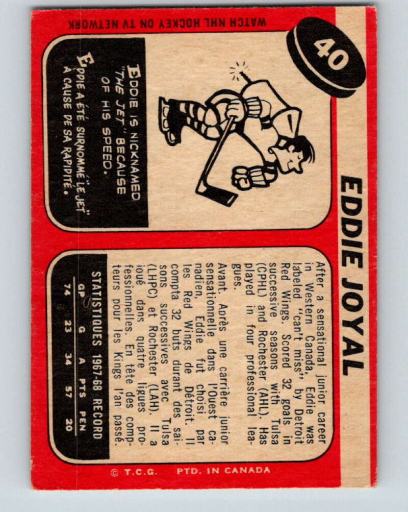 1968-69 O-Pee-Chee #40 Eddie Joyal Los Angeles Kings V950