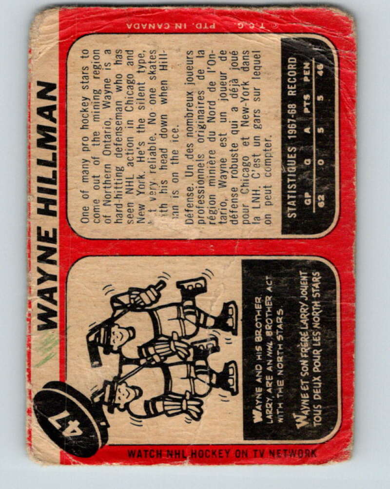1968-69 O-Pee-Chee #47 Wayne Hillman Minnesota North Stars V960