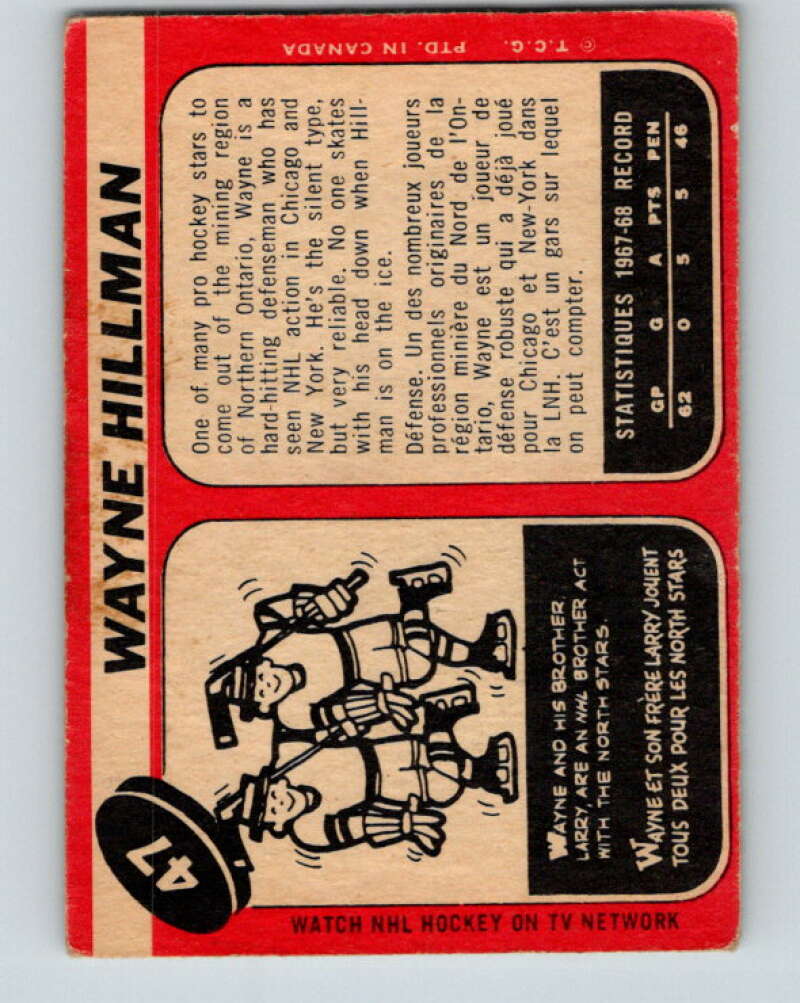 1968-69 O-Pee-Chee #47 Wayne Hillman Minnesota North Stars V962