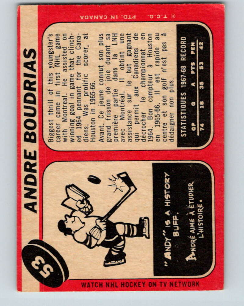 1968-69 O-Pee-Chee #53 Andre Boudrias RC Rookie Minnesota North Stars V969