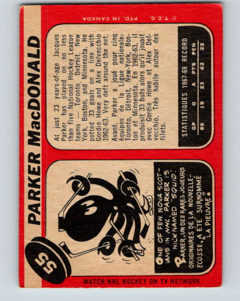 1968-69 O-Pee-Chee #55 Parker MacDonald Minnesota North Stars V973