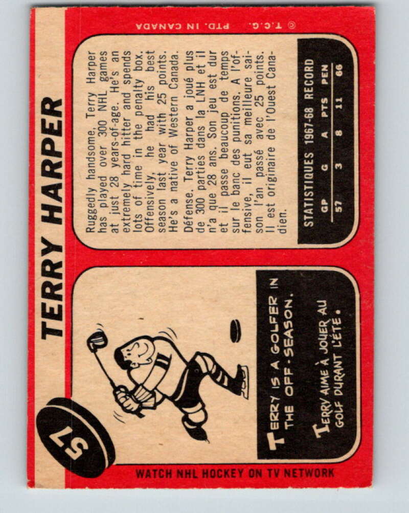 1968-69 O-Pee-Chee #57 Terry Harper Montreal Canadiens V975